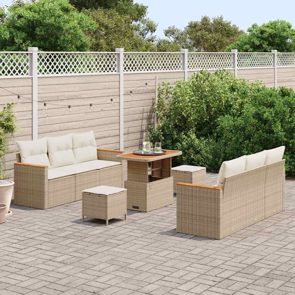 Havesofa Sæt 11 stk. 10-Antal sæder Beige og creme polyrattan