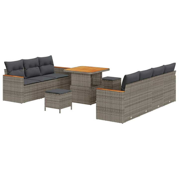 Havesofa Sæt med pude 14 pcs Grå polyrattan