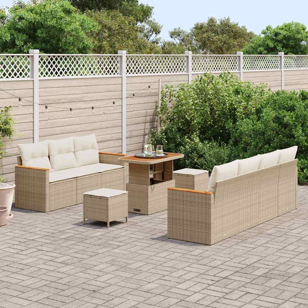 Havesofa Sæt med pude 14 pcs Beige og creme polyrattan