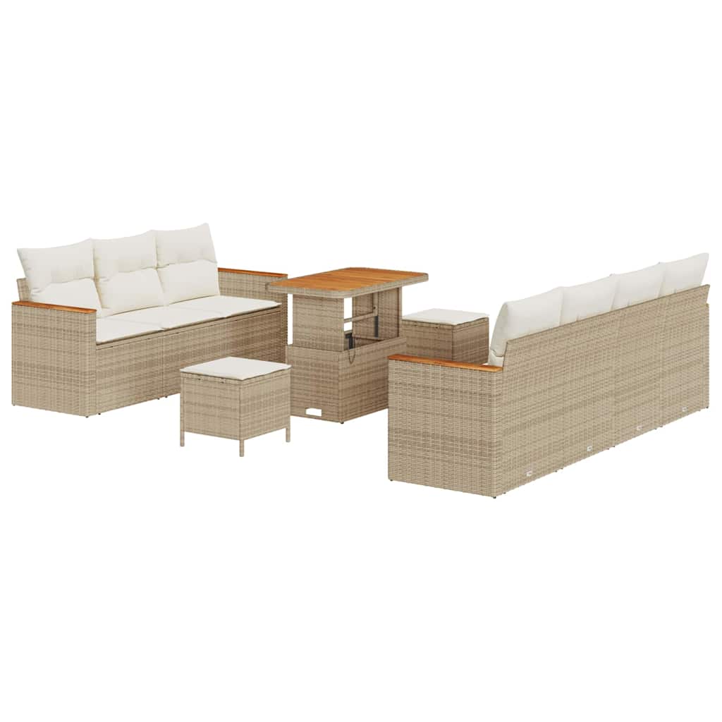 Havesofa Sæt med pude 14 pcs Beige og creme polyrattan