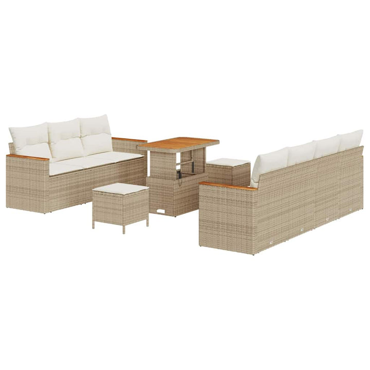 Havesofa Sæt med pude 14 pcs Beige og creme polyrattan