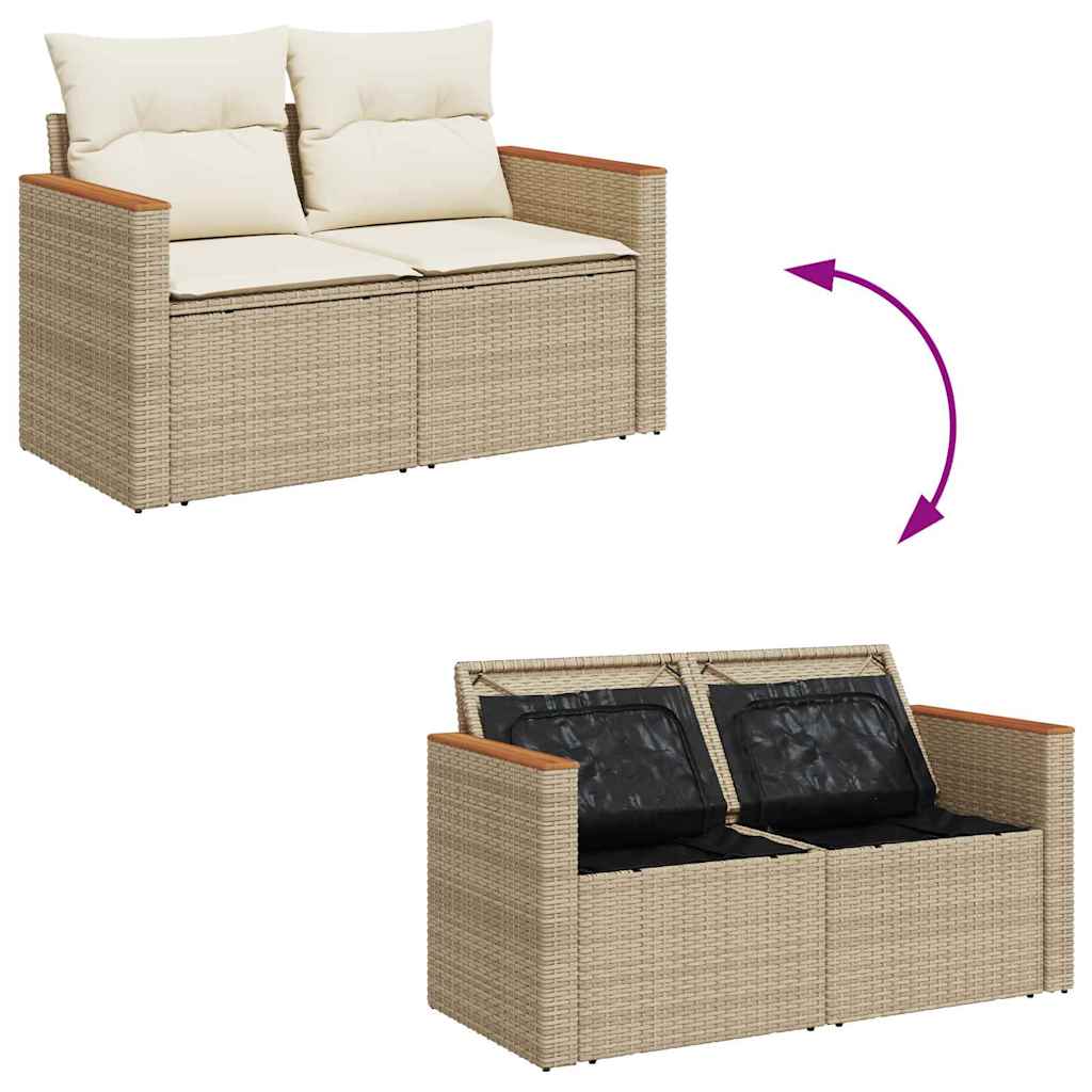 Havesofa Sæt med pude 14 pcs Beige og creme polyrattan