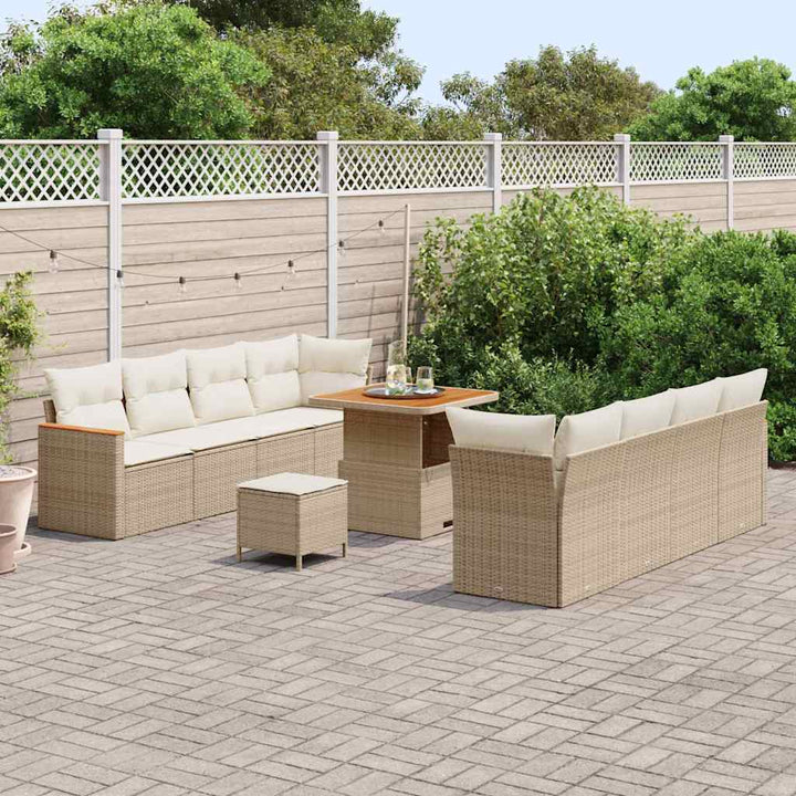 Havesofa Sæt 12 stk. 10-Antal sæder Beige polyrattan