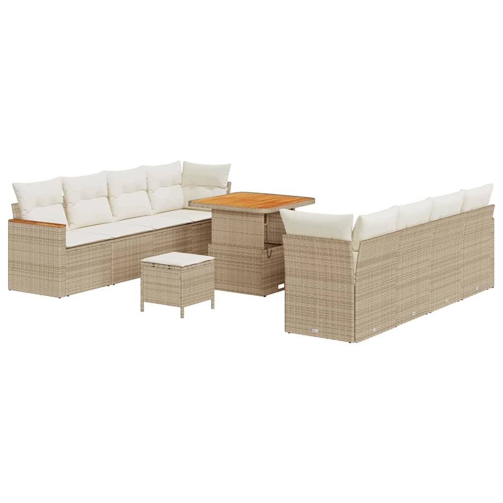 Havesofa Sæt 12 stk. 10-Antal sæder Beige polyrattan