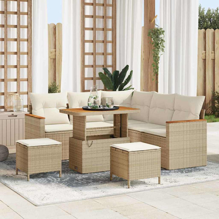 Havesofa Sæt 8 stk. 5-Antal sæder Beige Poly rattan