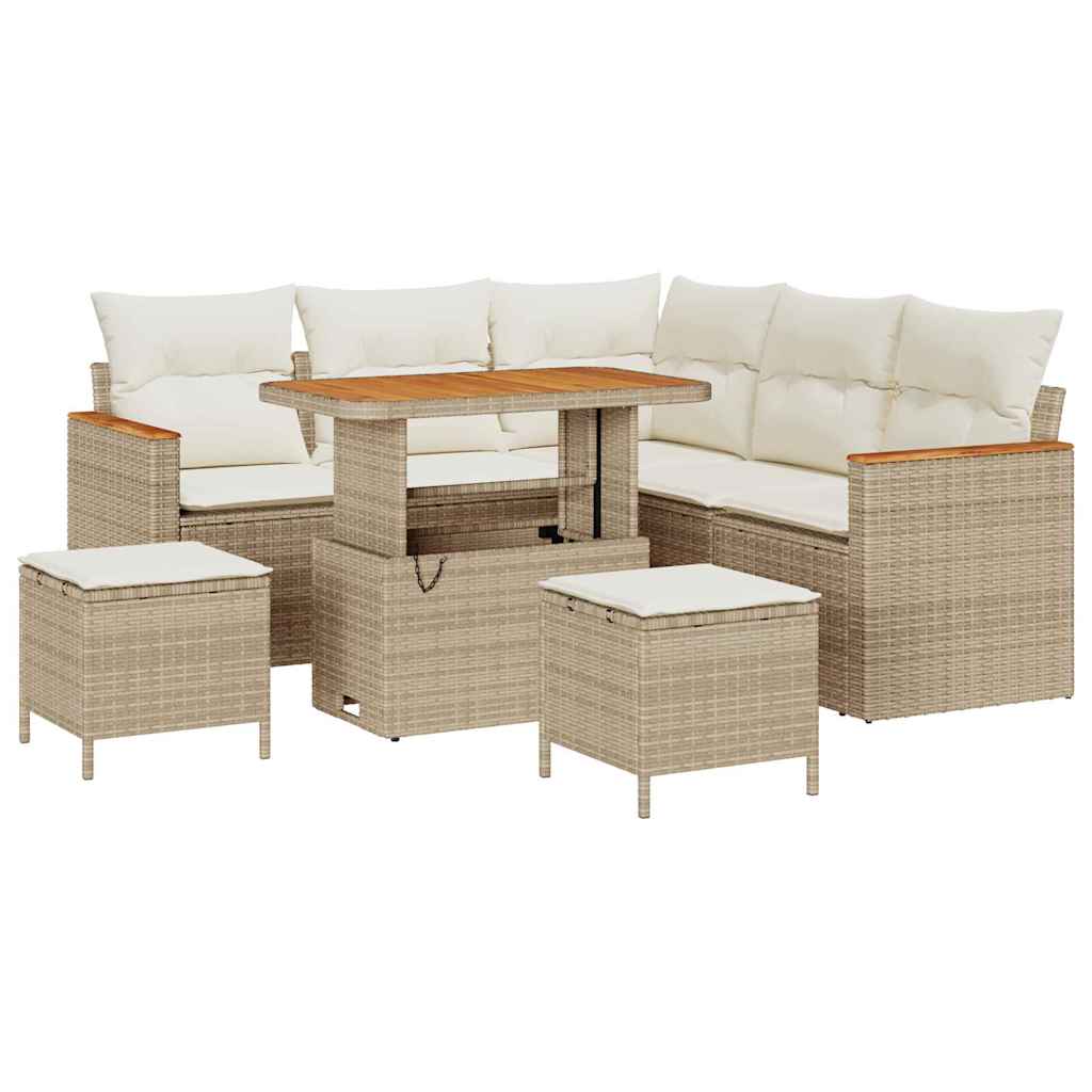 Havesofa Sæt 8 stk. 5-Antal sæder Beige Poly rattan