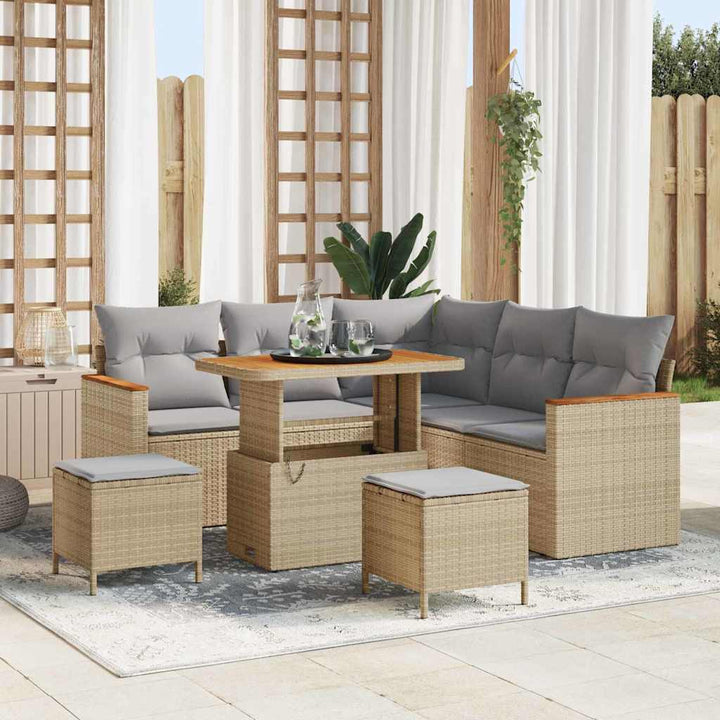 Havesofa Sæt 8 stk. 5-Antal sæder Beige Poly rattan