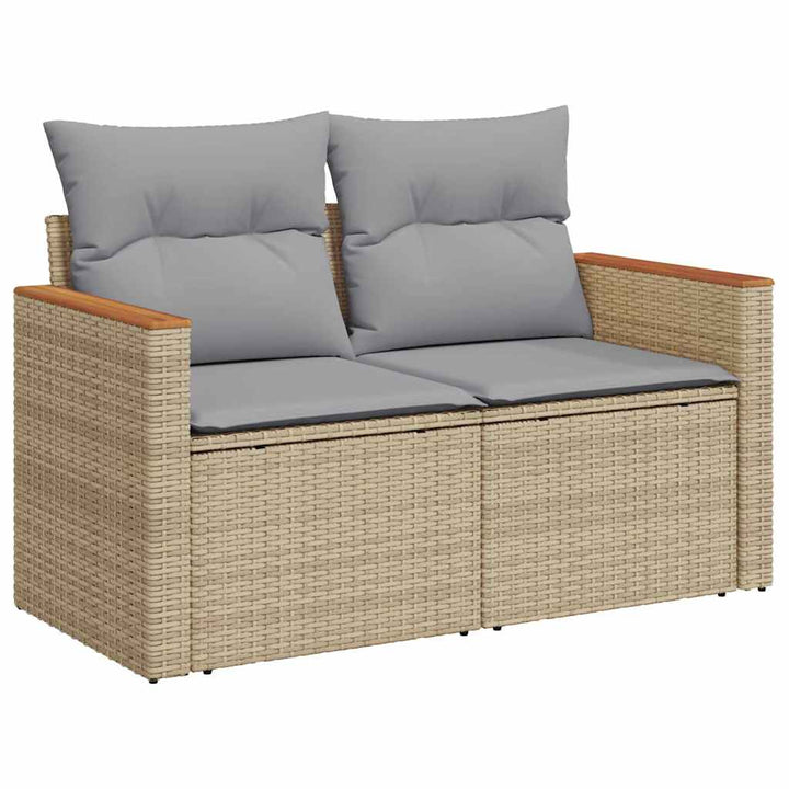 Havesofa Sæt 9 stk. 6-Antal sæder Beige Poly rattan
