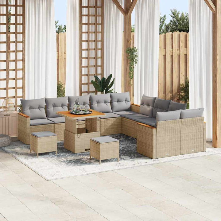 Havesofa Sæt med pude 13 pcs Beige polyrattan