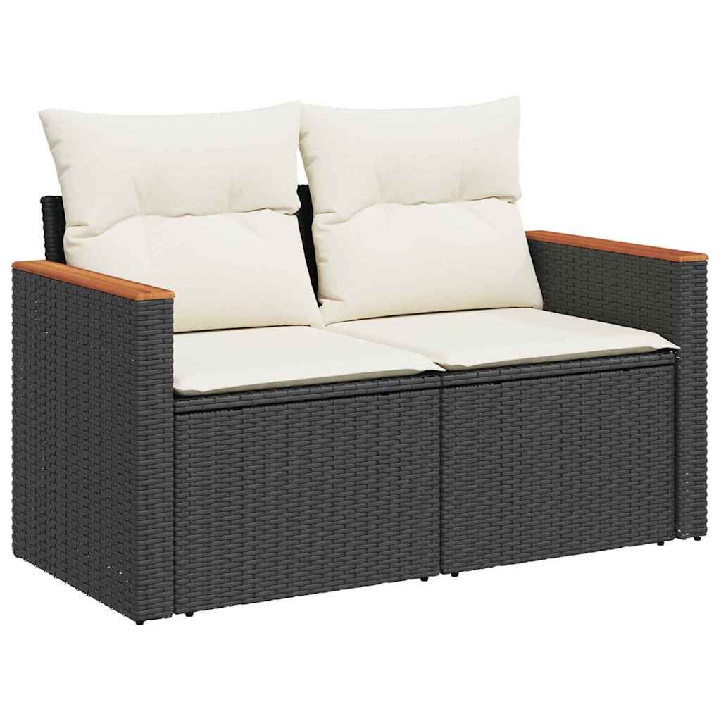 Havesofa Sæt med pude 13 pcs Sort polyrattan