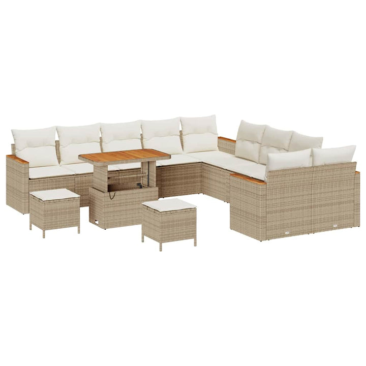 Havesofa Sæt med pude 13 pcs Beige polyrattan