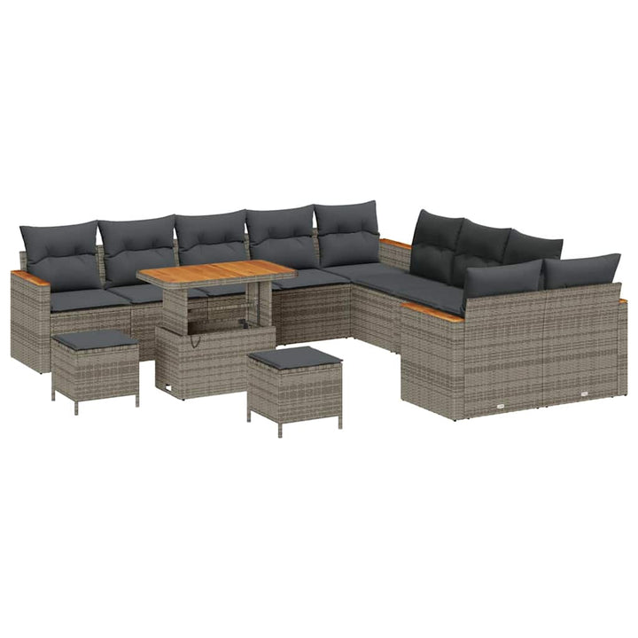 Havesofa Sæt med pude 13 pcs Grå polyrattan