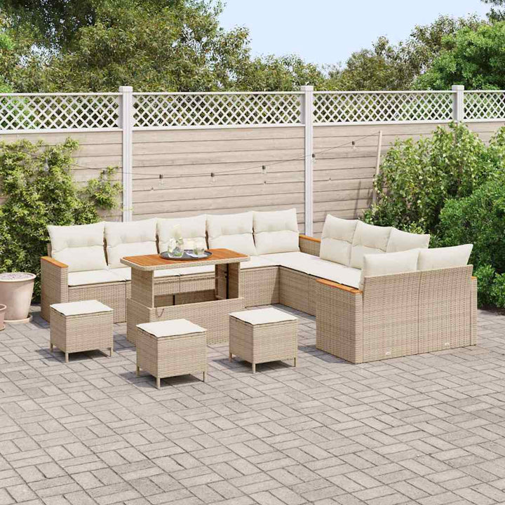 Havesofa Sæt med pude 18 pcs Beige og creme polyrattan