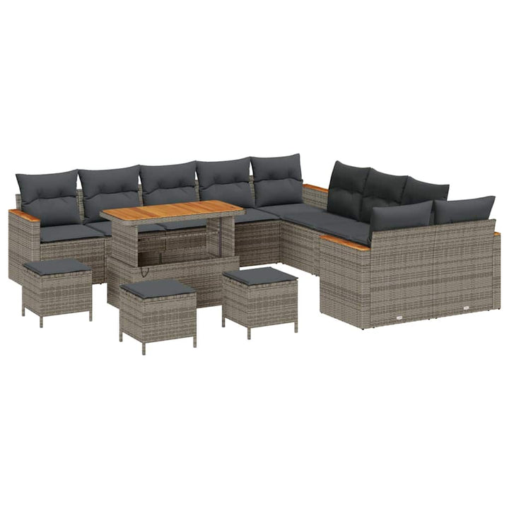 Havesofa Sæt med pude 18 pcs Grå polyrattan