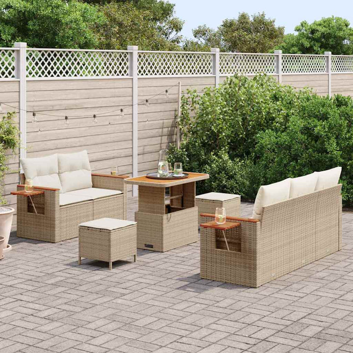 Havesofa Sæt 10 stk. 7-Antal sæder Beige og creme polyrattan