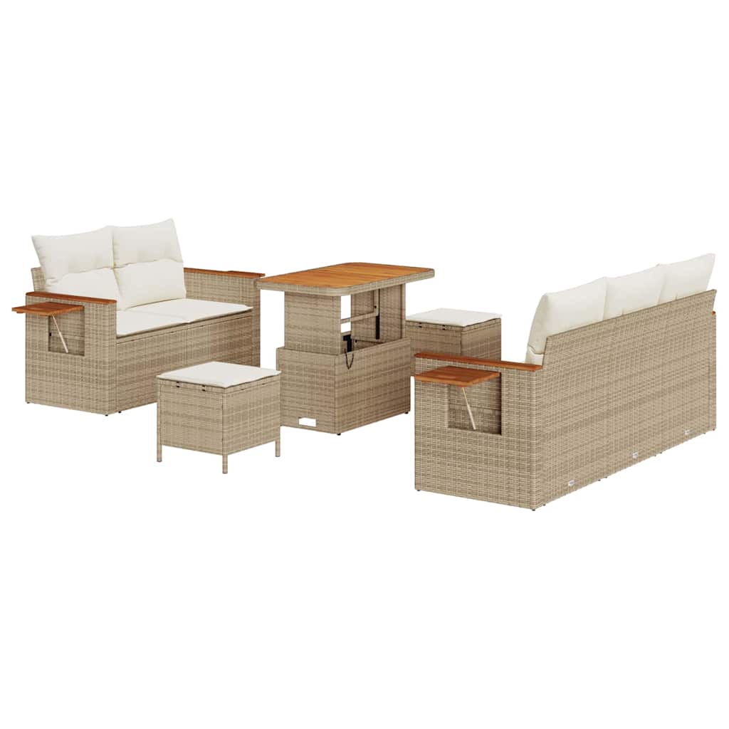 Havesofa Sæt 10 stk. 7-Antal sæder Beige og creme polyrattan