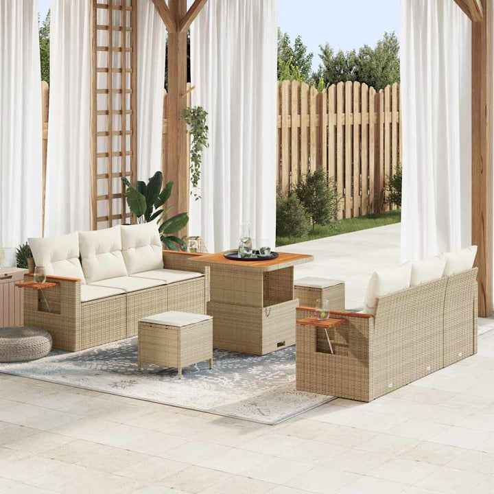 Havesofa Sæt 11 stk. 8-Antal sæder Beige og creme polyrattan
