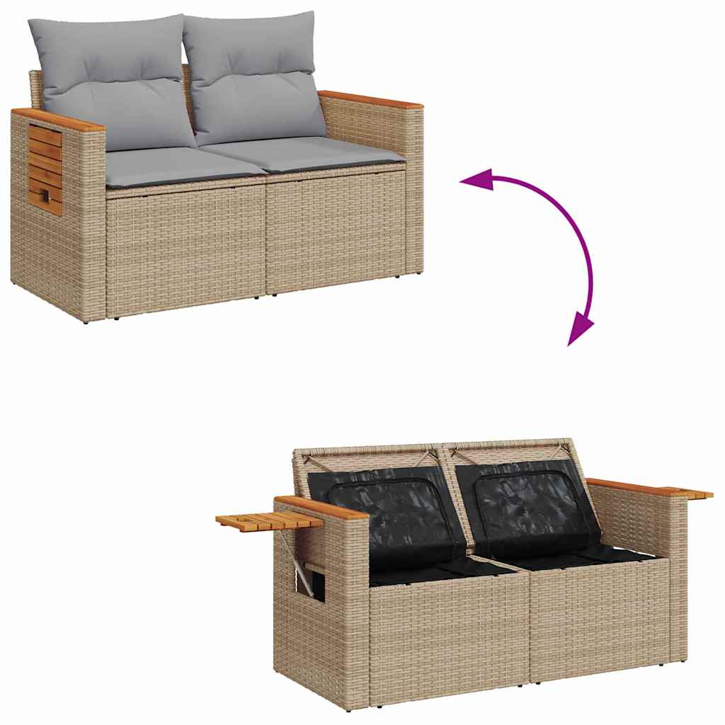 Havesofa Sæt med pude 11 pcs Beige og lys grå polyrattan