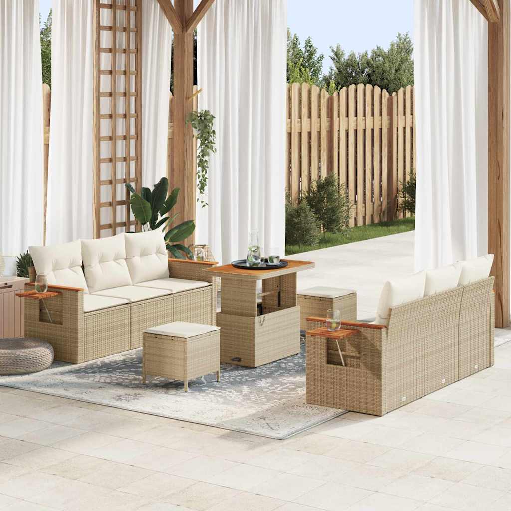 Havesofa Sæt 11 stk. 8-Antal sæder Beige og creme polyrattan