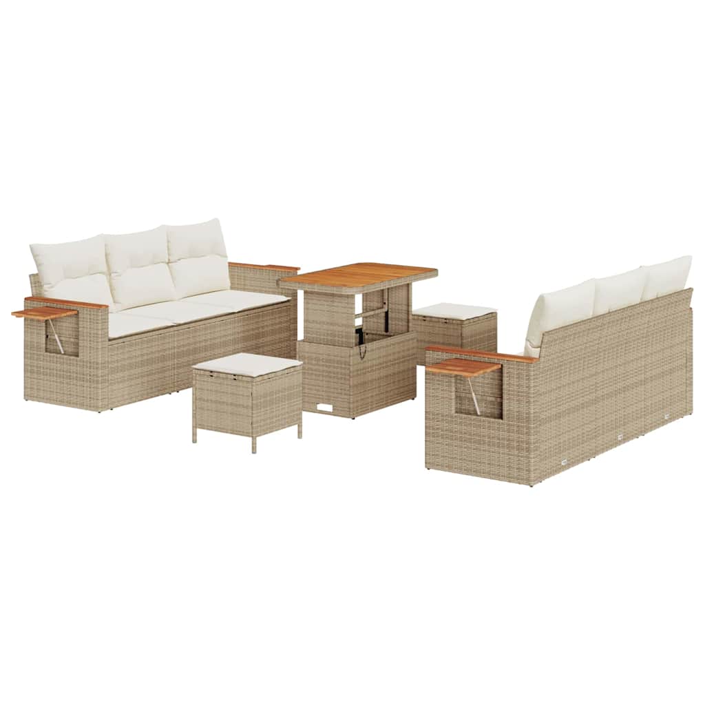 Havesofa Sæt 11 stk. 8-Antal sæder Beige og creme polyrattan