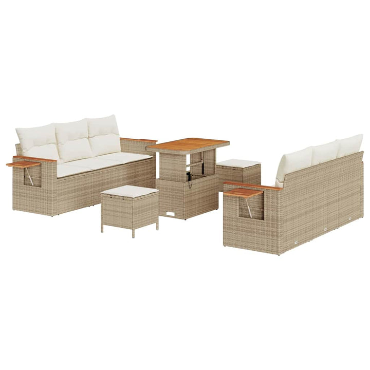 Havesofa Sæt 11 stk. 8-Antal sæder Beige og creme polyrattan