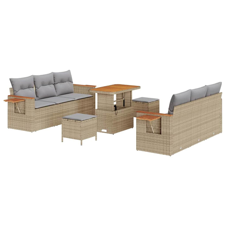 Havesofa Sæt med pude 11 pcs Beige og lys grå polyrattan