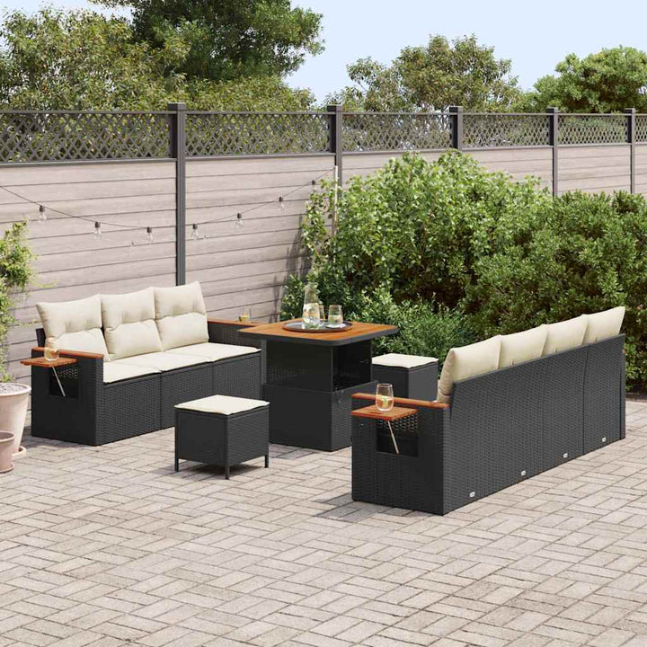 Havesofa Sæt med pude 13 pcs Sort og Cream polyrattan