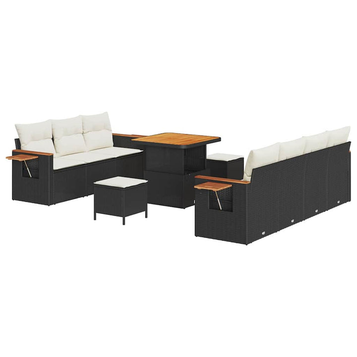 Havesofa Sæt med pude 13 pcs Sort og Cream polyrattan