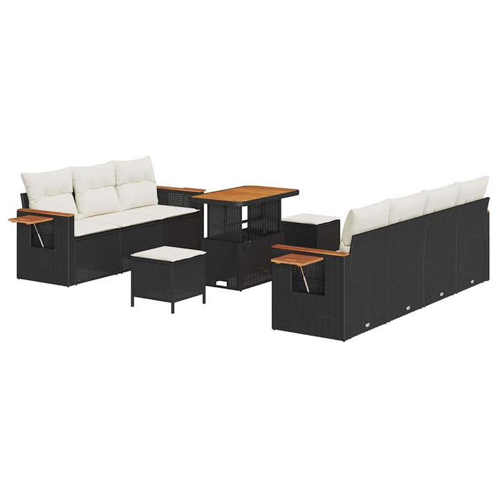 Havesofa Sæt med pude 13 pcs Sort og Cream polyrattan