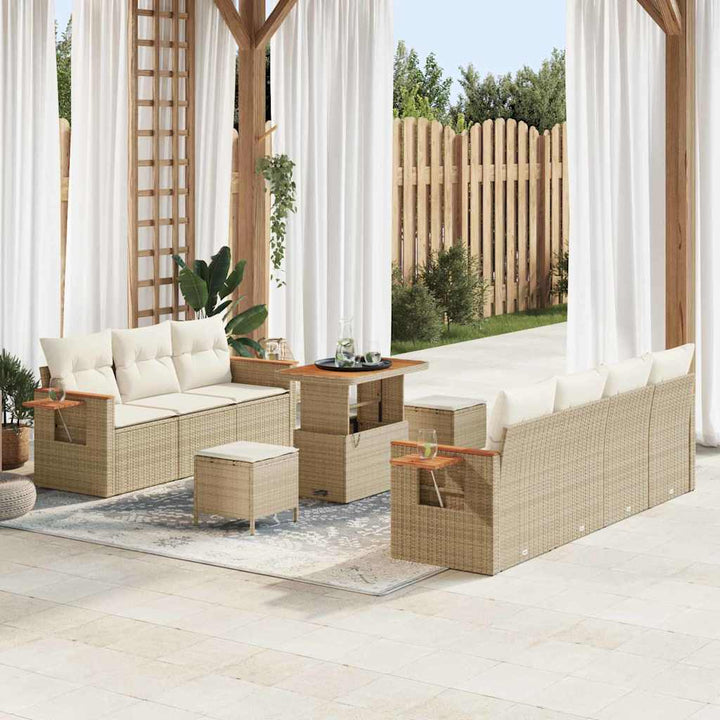 Havesofa Sæt med pude 13 pcs Beige og creme polyrattan