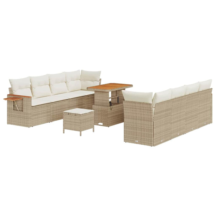 Havesofa Sæt med pude 12 pcs Beige og creme polyrattan