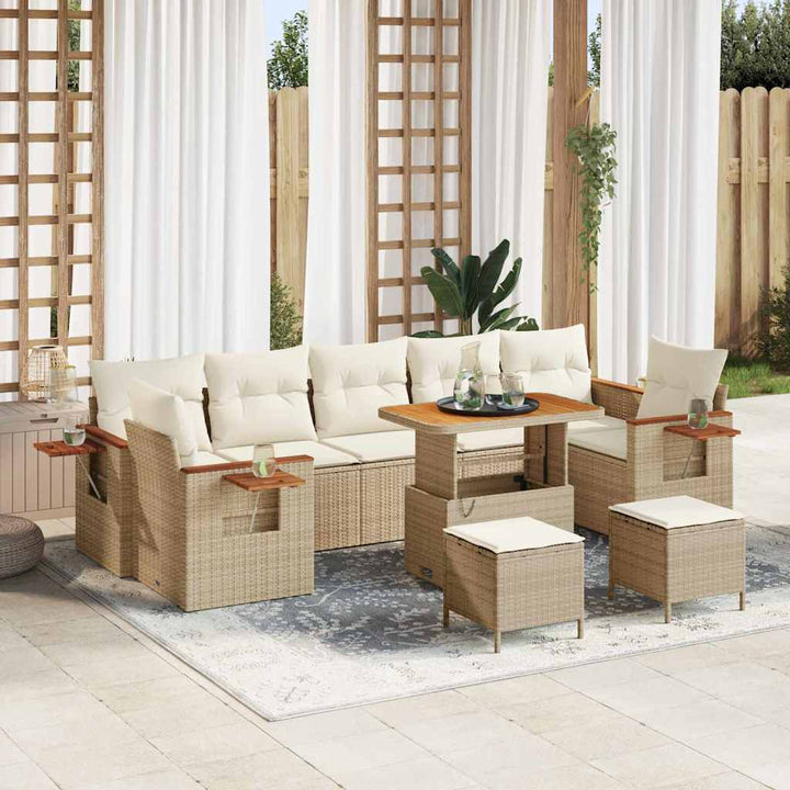 Havesofa Sæt 13 stk. 9-Antal sæder Beige og creme polyrattan