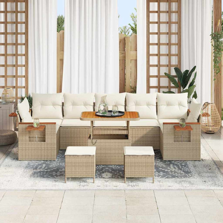 Havesofa Sæt 13 stk. 9-Antal sæder Beige og creme polyrattan