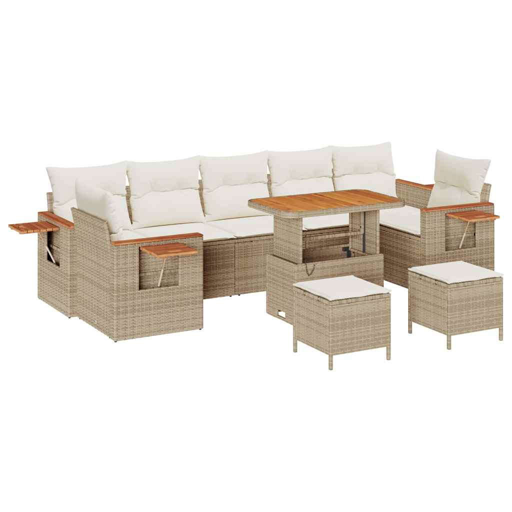 Havesofa Sæt 13 stk. 9-Antal sæder Beige og creme polyrattan