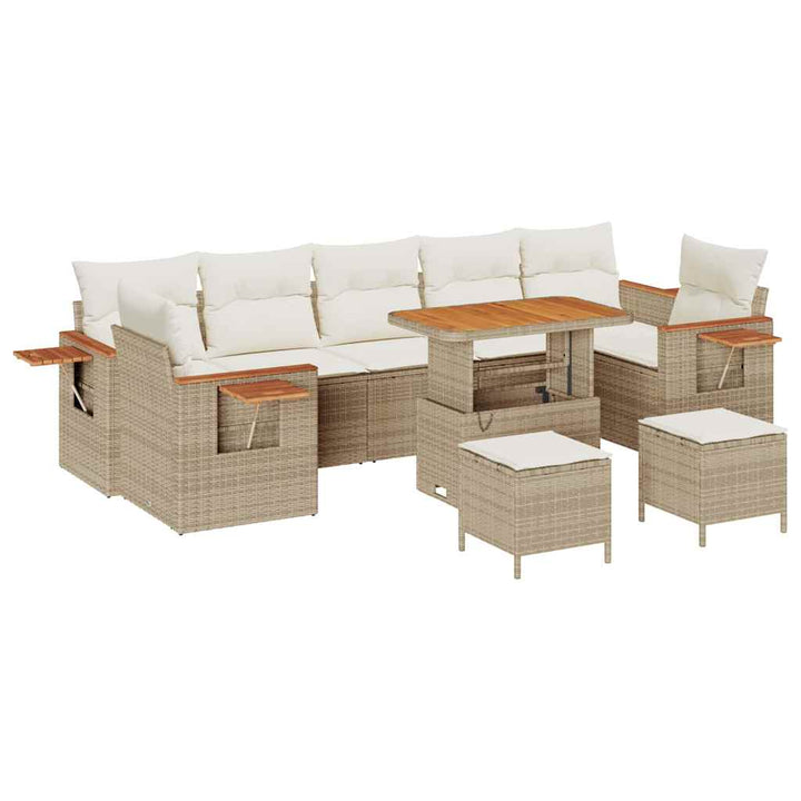 Havesofa Sæt 13 stk. 9-Antal sæder Beige og creme polyrattan