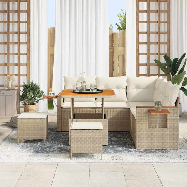 Havesofa Sæt 9 stk. 8-Antal sæder Beige og creme polyrattan