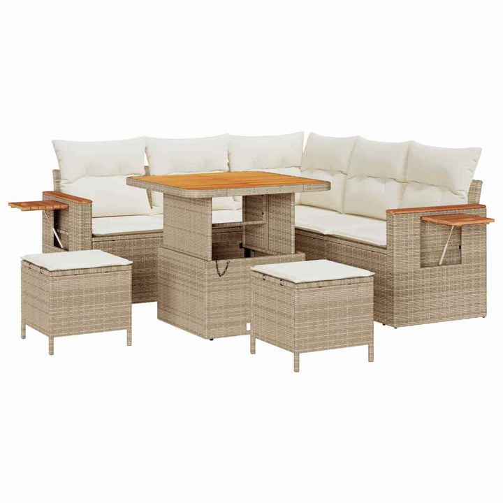 Havesofa Sæt 9 stk. 8-Antal sæder Beige og creme polyrattan