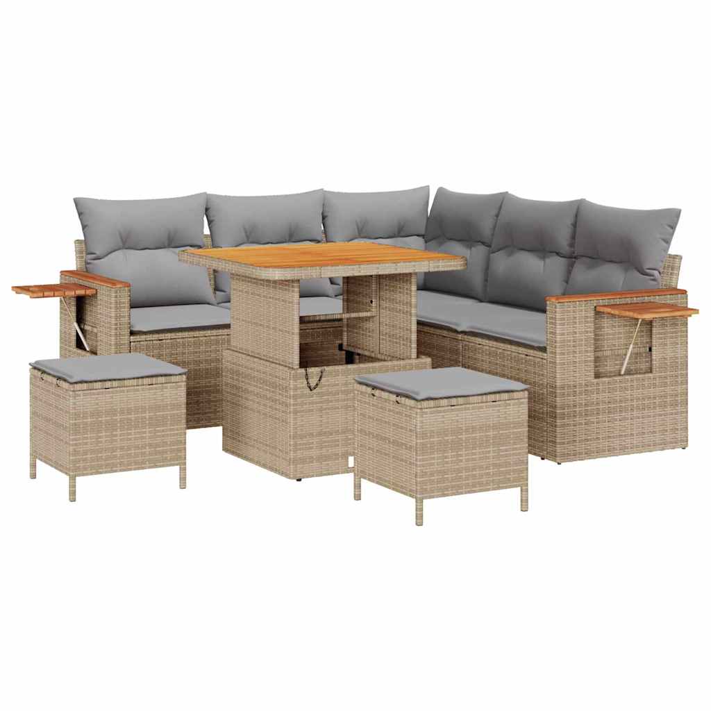 Havesofa Sæt 9 stk. 8-Antal sæder Beige og lys grå polyrattan