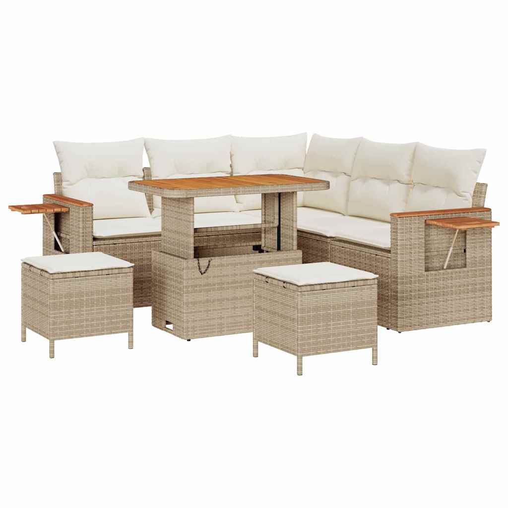 Havesofa Sæt 9 stk. 8-Antal sæder Beige og creme polyrattan
