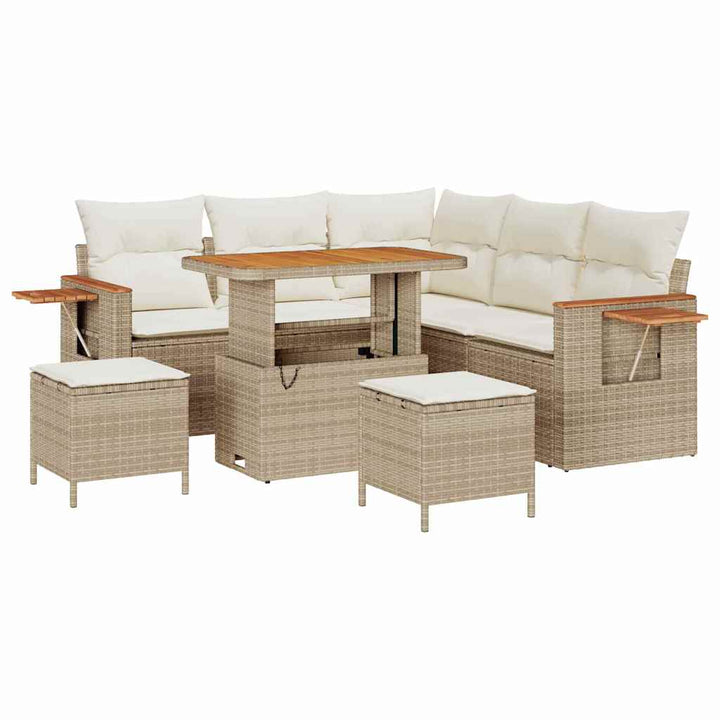 Havesofa Sæt 9 stk. 8-Antal sæder Beige og creme polyrattan