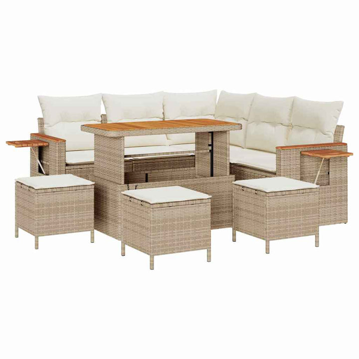Havesofa Sæt 10 stk. 9-Antal sæder Beige og creme polyrattan