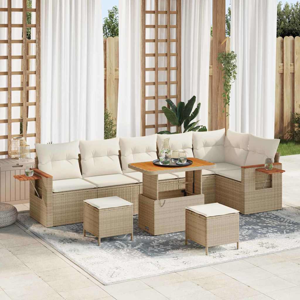 Havesofa Sæt med pude 11 pcs Beige og creme polyrattan