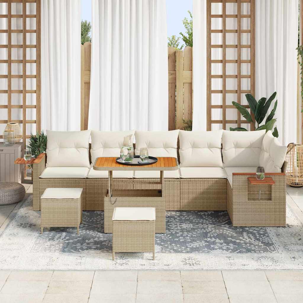 Havesofa Sæt med pude 11 pcs Beige og creme polyrattan