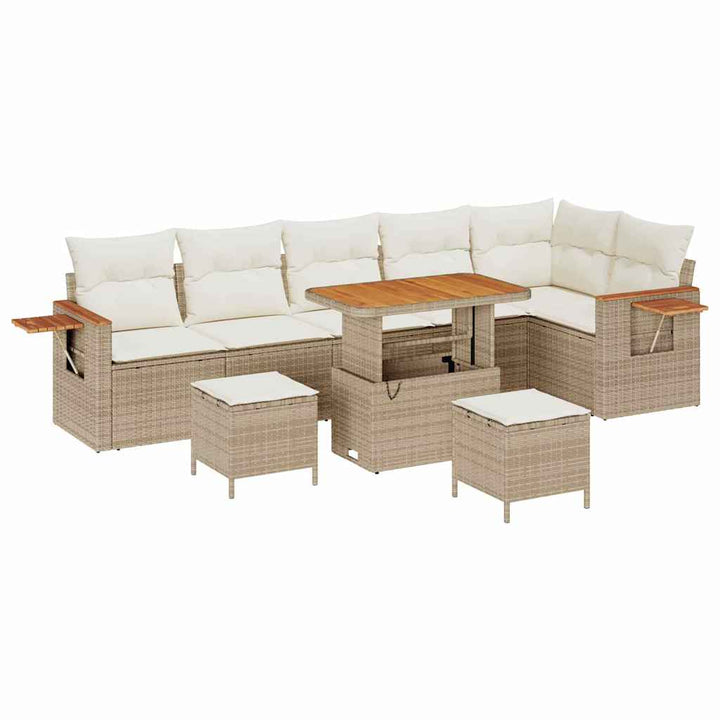 Havesofa Sæt med pude 11 pcs Beige og creme polyrattan
