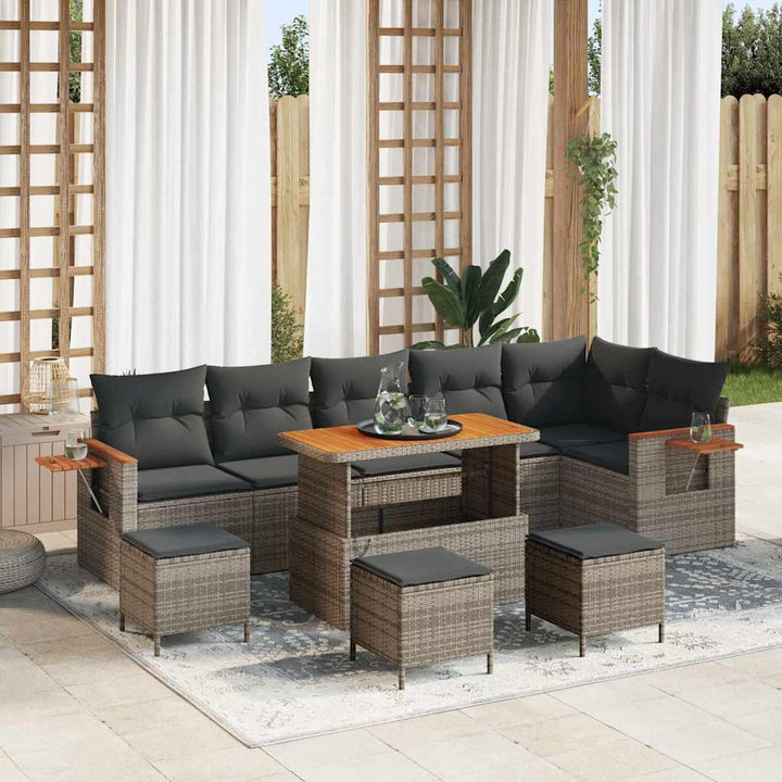 Havesofa Sæt med pude 12 pcs Grå polyrattan