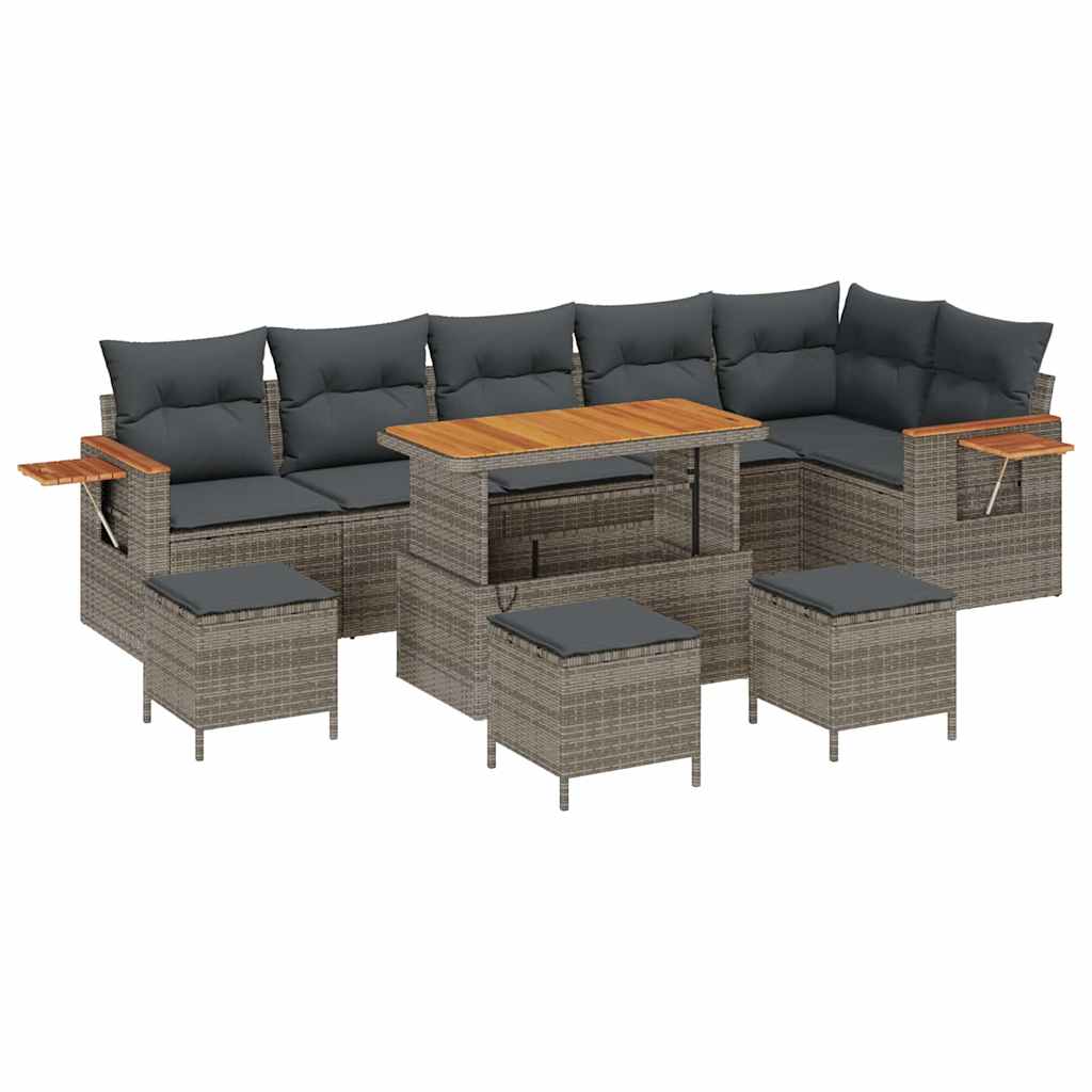 Havesofa Sæt med pude 12 pcs Grå polyrattan