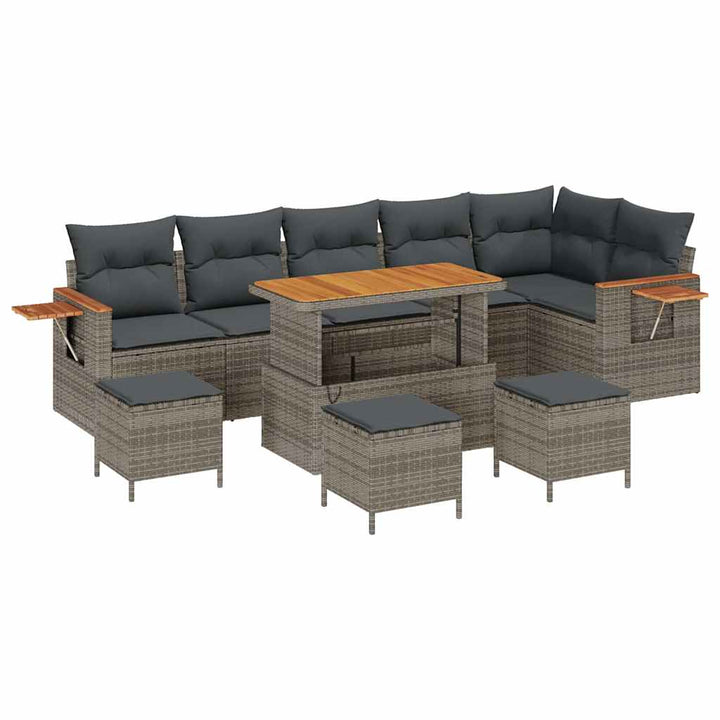 Havesofa Sæt med pude 12 pcs Grå polyrattan