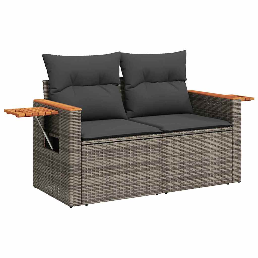 Havesofa Sæt med pude 12 pcs Grå polyrattan