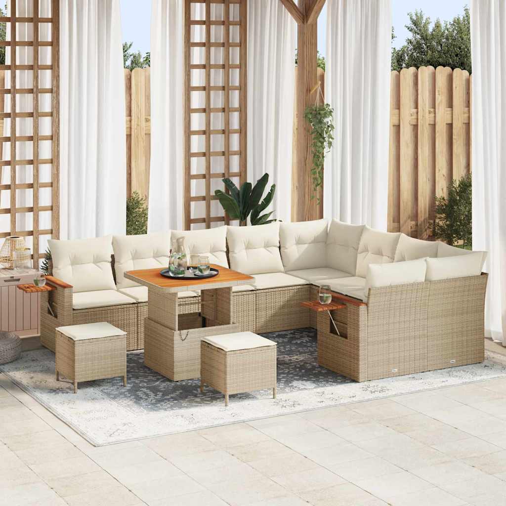Havesofa Sæt 13 stk. 9-Antal sæder Beige og creme polyrattan