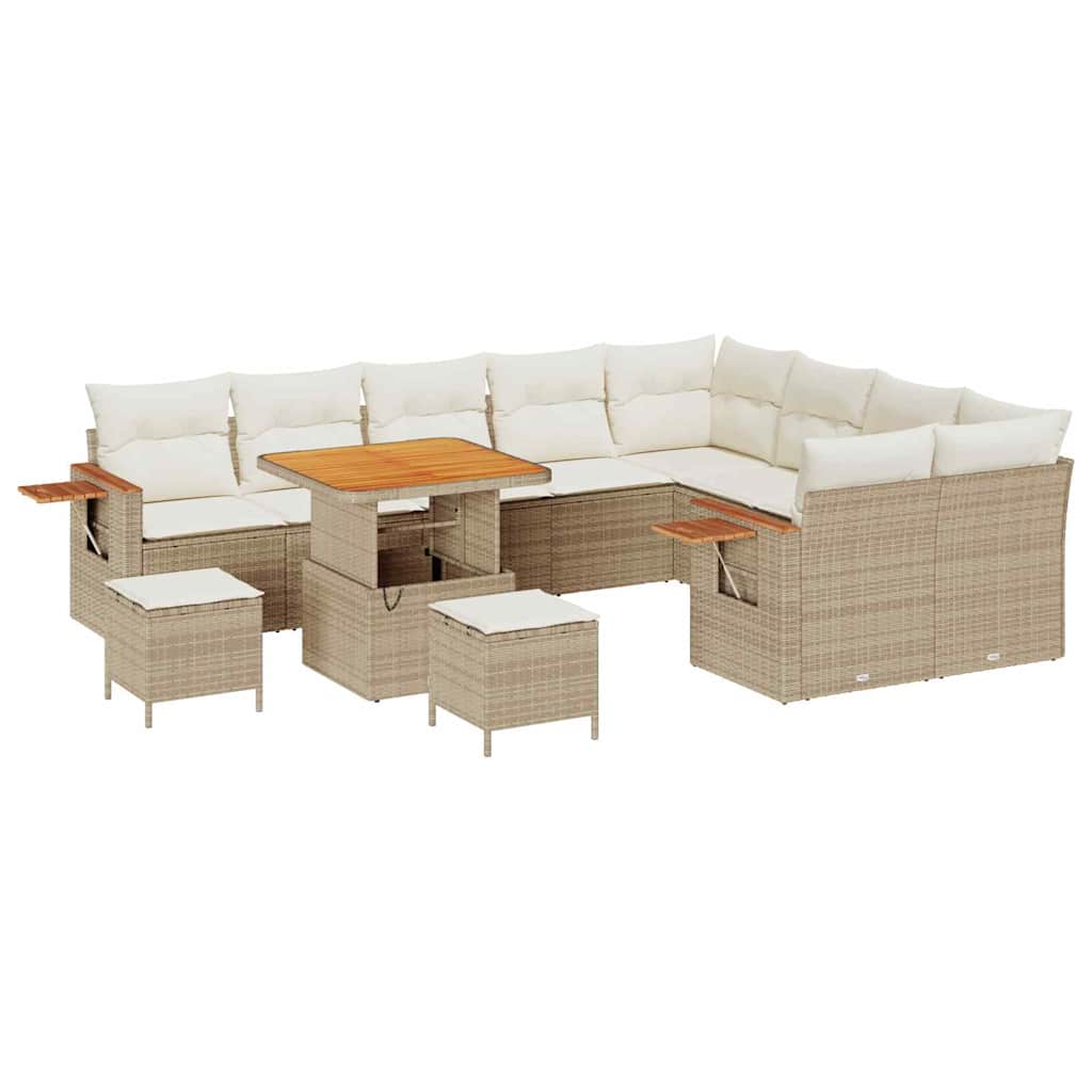 Havesofa Sæt 13 stk. 9-Antal sæder Beige og creme polyrattan